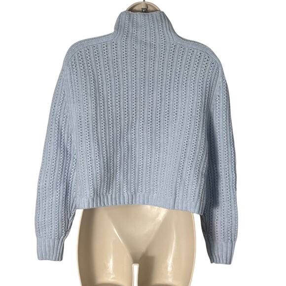 NWT Madewell Pointelle Stitch Mockneck Sweater Heather Pale Dawn Light Blue XXS - Picture 5 of 10